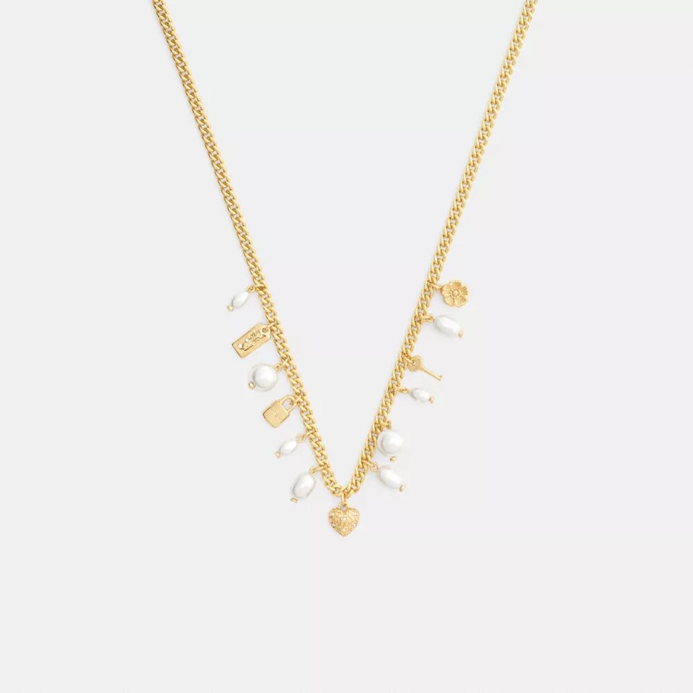 Collar con Charms de perla y corazón