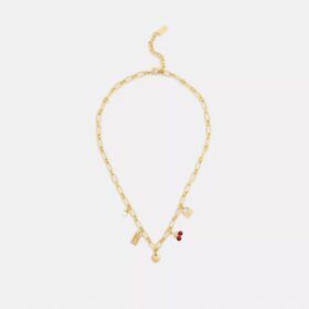 Collar con colgante de cereza y Charms de corazón