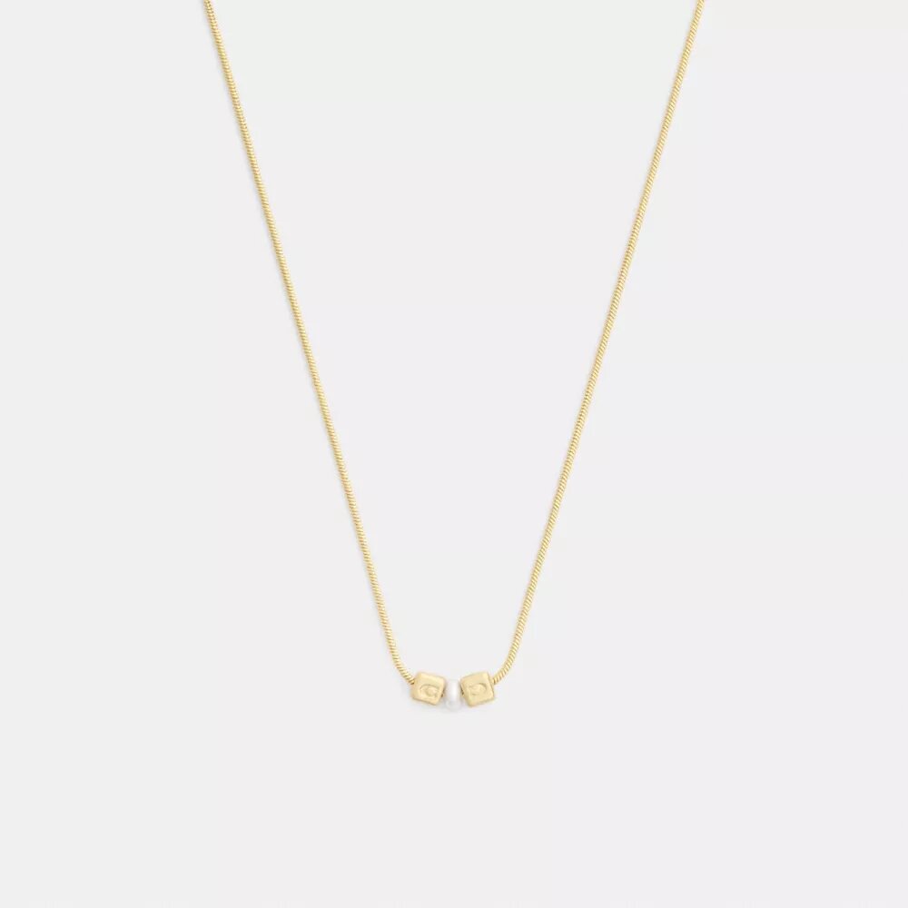 Collar con colgante de perla cúbica en forma de rondela