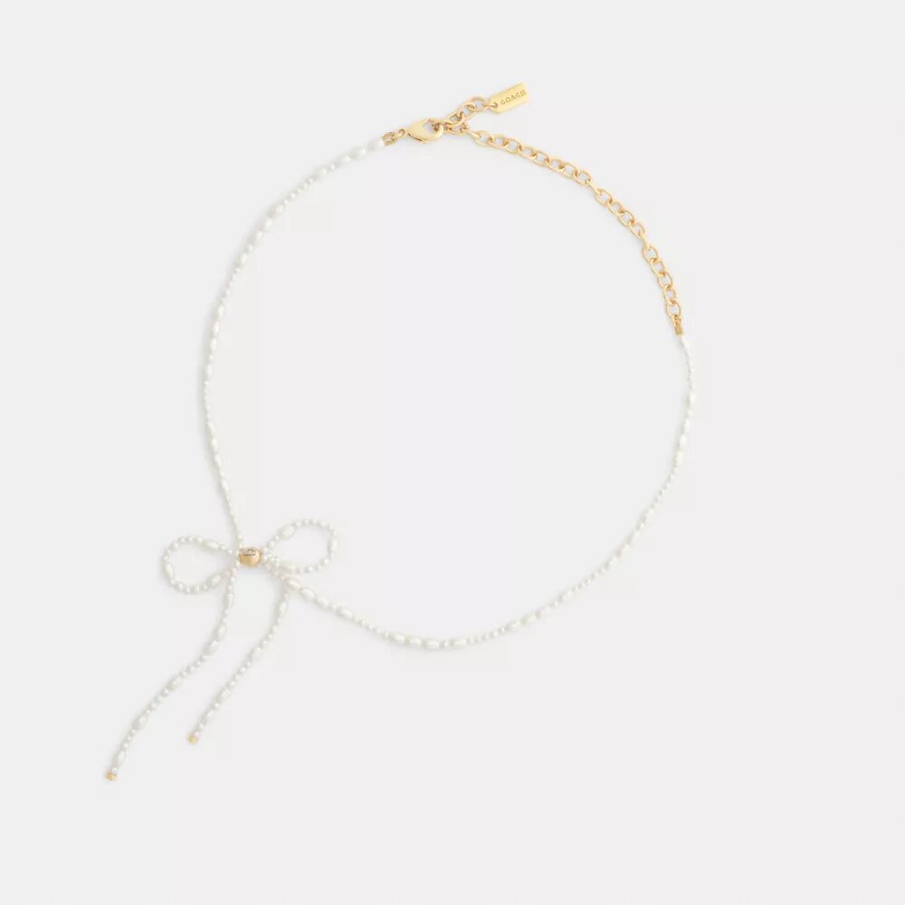Collar gargantilla con lazo de perlas