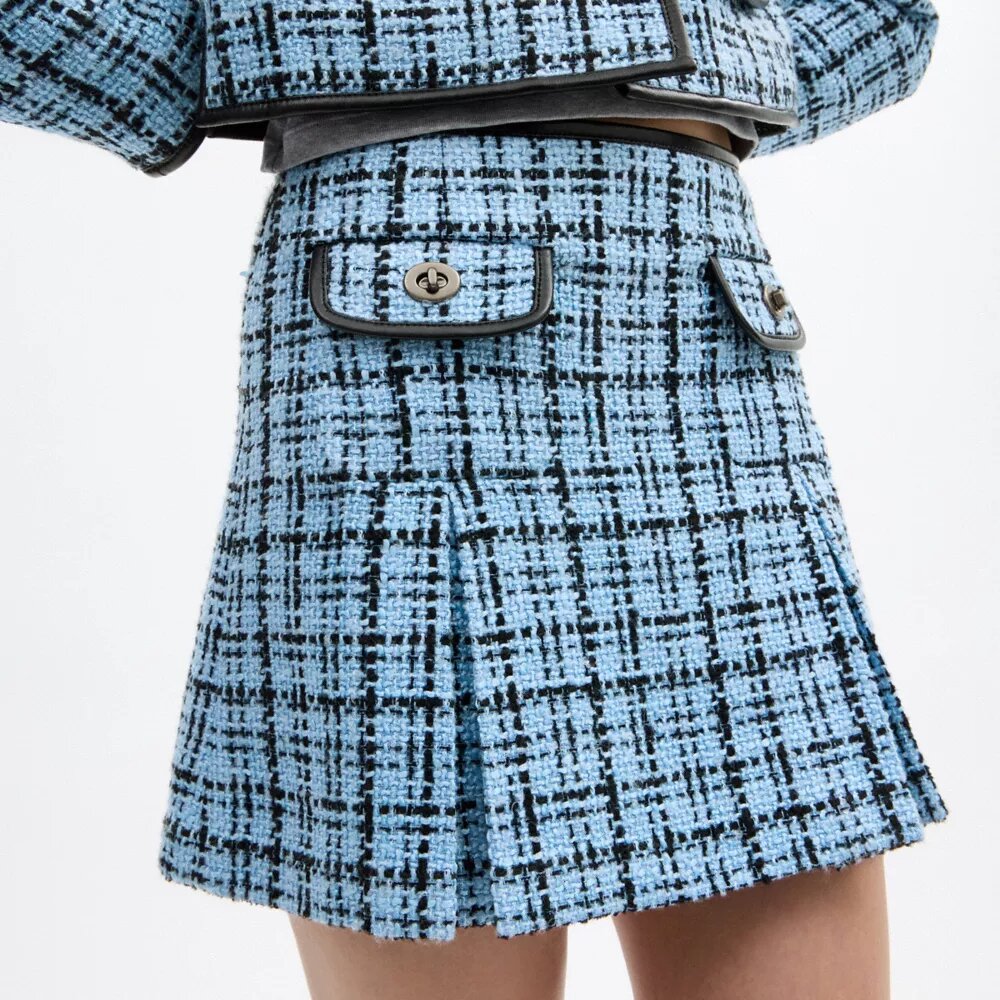 Falda de tweed con cierre Turnlock