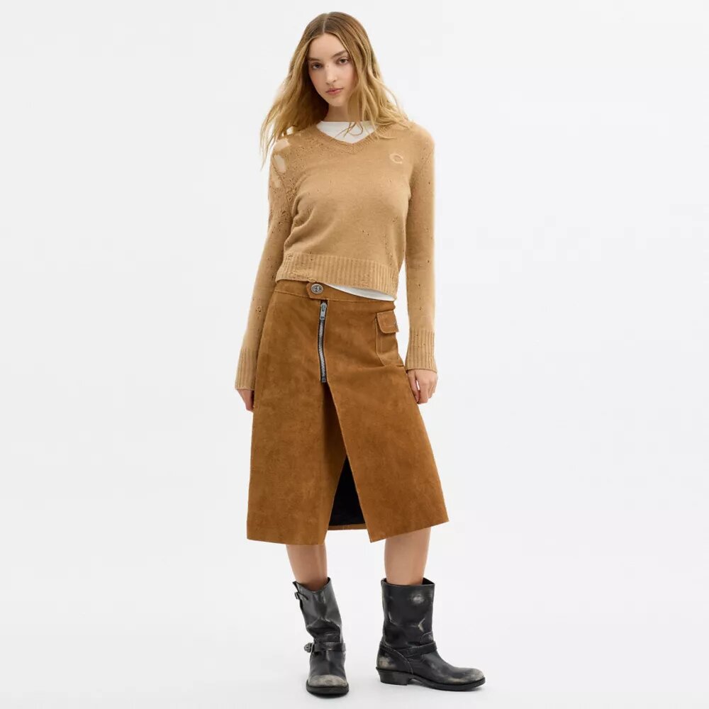 Falda midi de ante Heritage