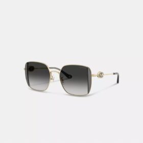 Gafas de sol cuadradas extragrandes de metal con motivo de Horse and Carriage