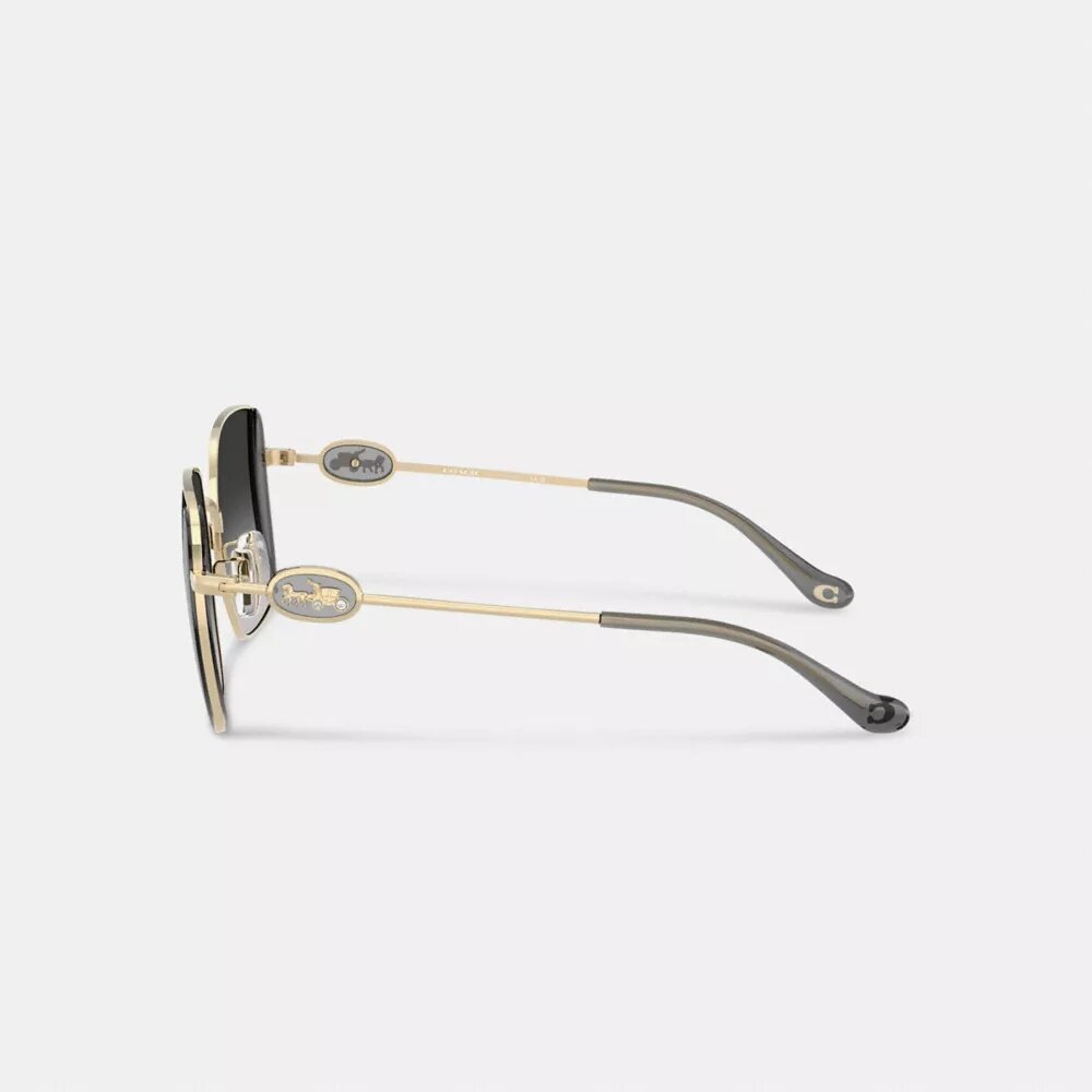 Gafas de sol cuadradas extragrandes de metal con motivo de Horse and Carriage