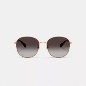 Gafas de sol redondas de metal con detalles dorados