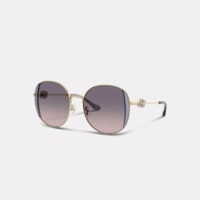 Gafas de sol redondas de metal con motivo de Horse and Carriage