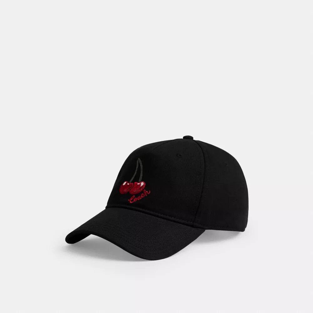 Gorra de béisbol con cerezas bordadas