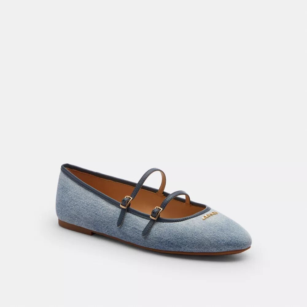 Merceditas con doble hebilla en denim desgastado