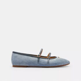 Merceditas con doble hebilla en denim desgastado