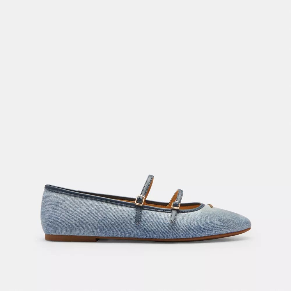 Merceditas con doble hebilla en denim desgastado