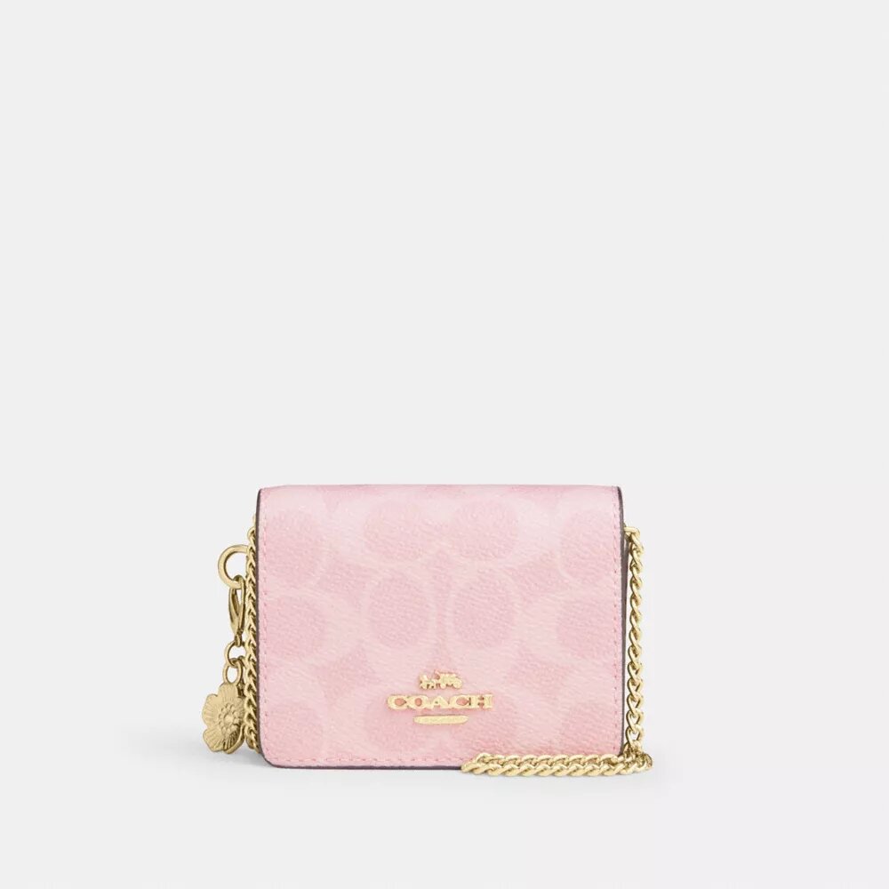 Mini cartera con cadena en Signature Canvas con Charms