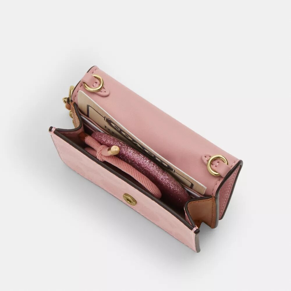 Mini cartera con cadena en Signature Canvas con Charms