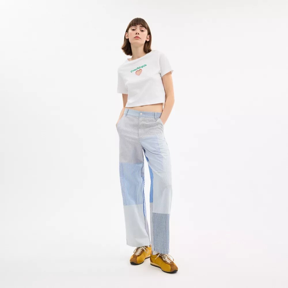 Pantalones a rayas con patchwork