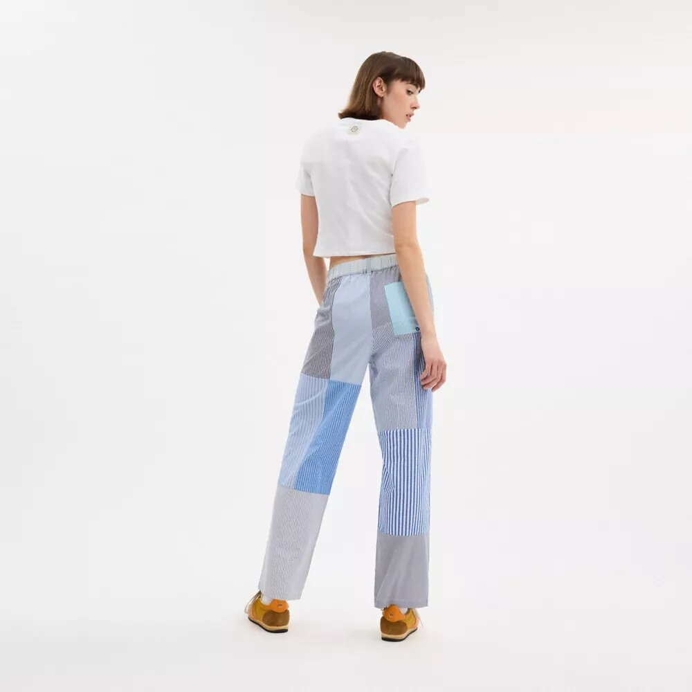 Pantalones a rayas con patchwork