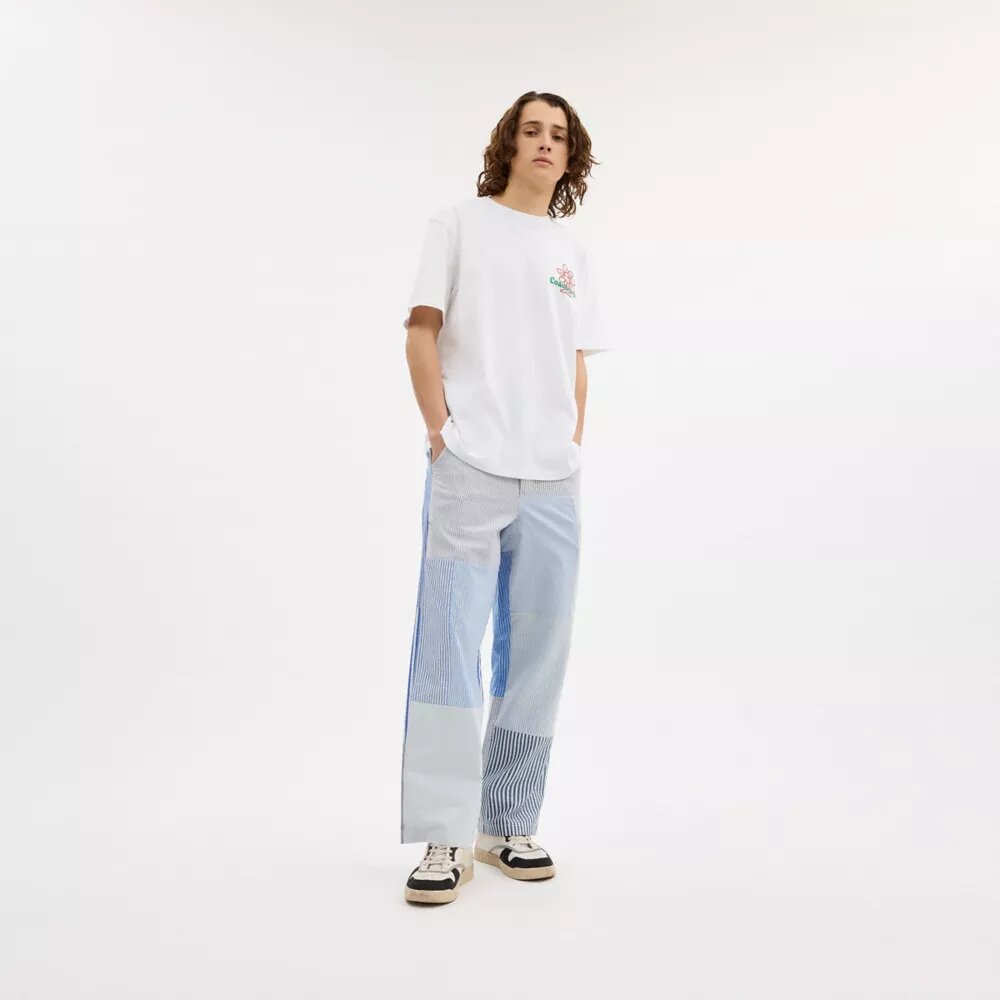 Pantalones a rayas con patchwork