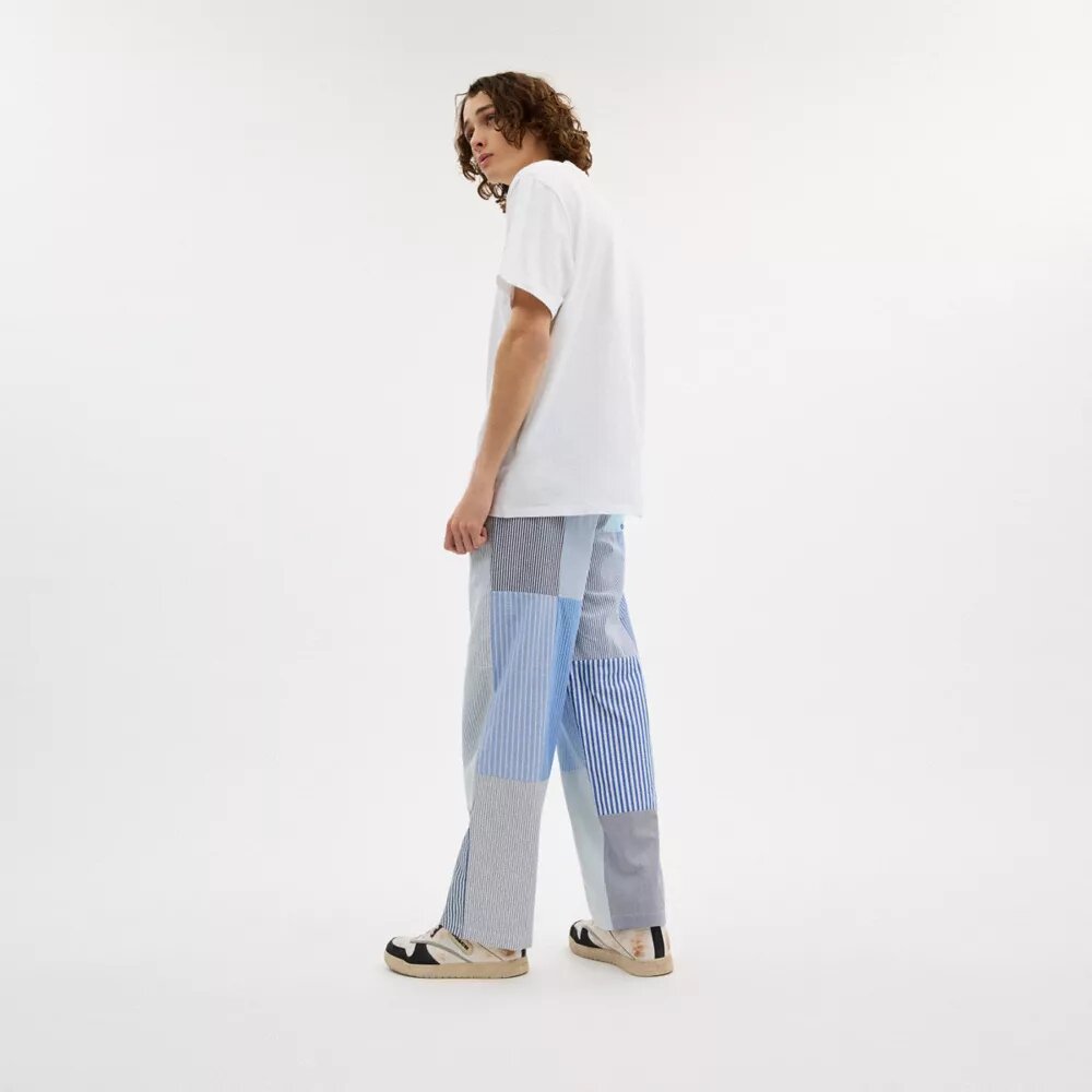 Pantalones a rayas con patchwork