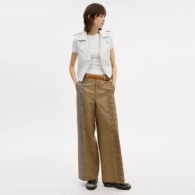 Pantalones entallados con estampado de cuadros combinado