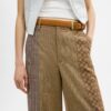 Pantalones entallados con estampado de cuadros combinado