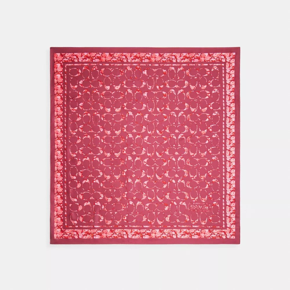 Pañuelo cuadrado de seda con el estampado exclusivo «Rose Meadow»
