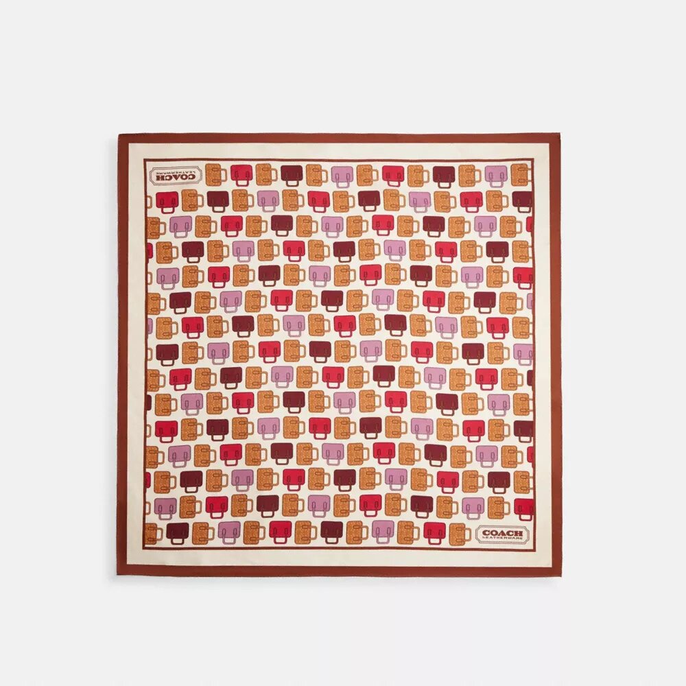 Pañuelo cuadrado de seda con estampado de bolso «Trompe L'oeil»