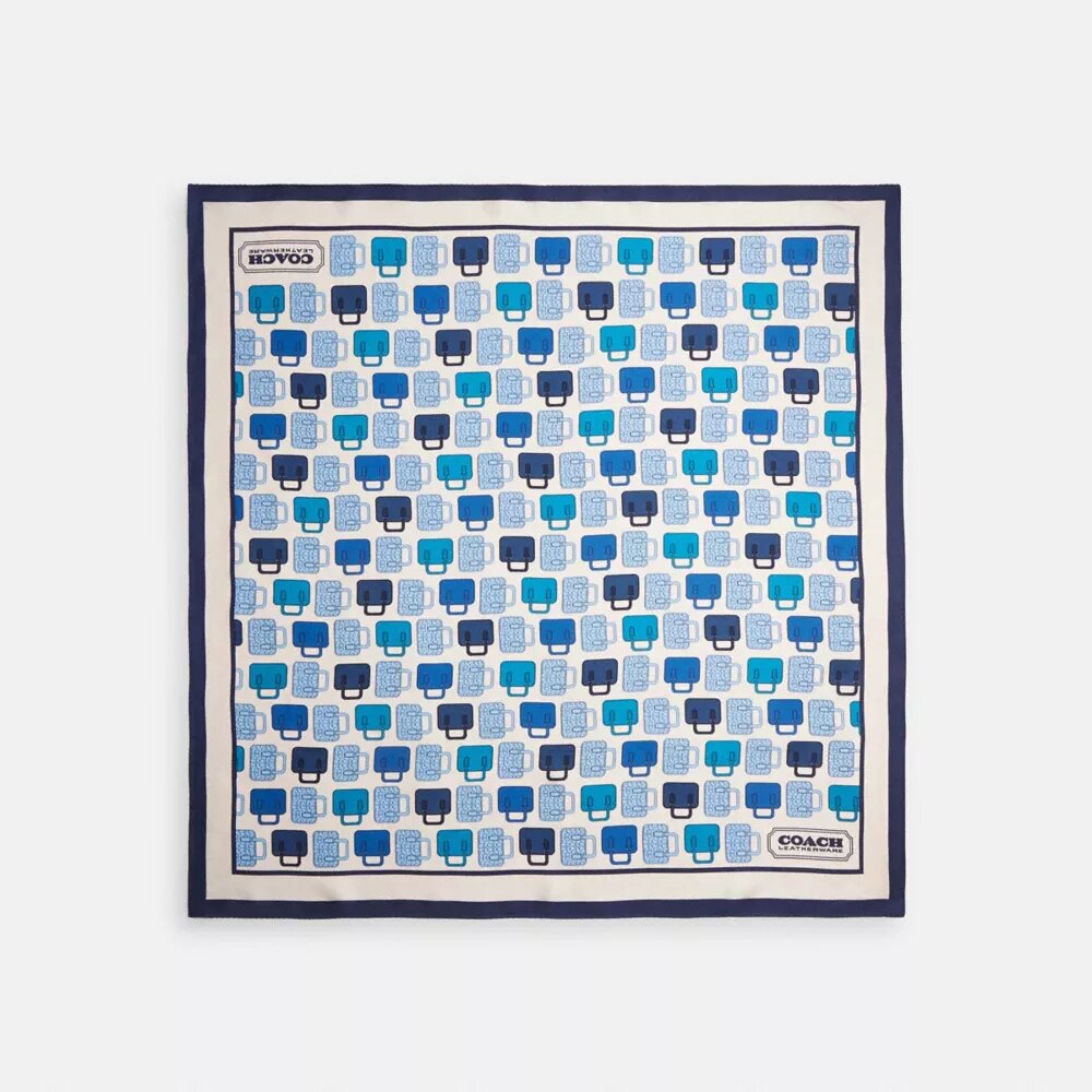Pañuelo cuadrado de seda con estampado de bolso «Trompe L'oeil»