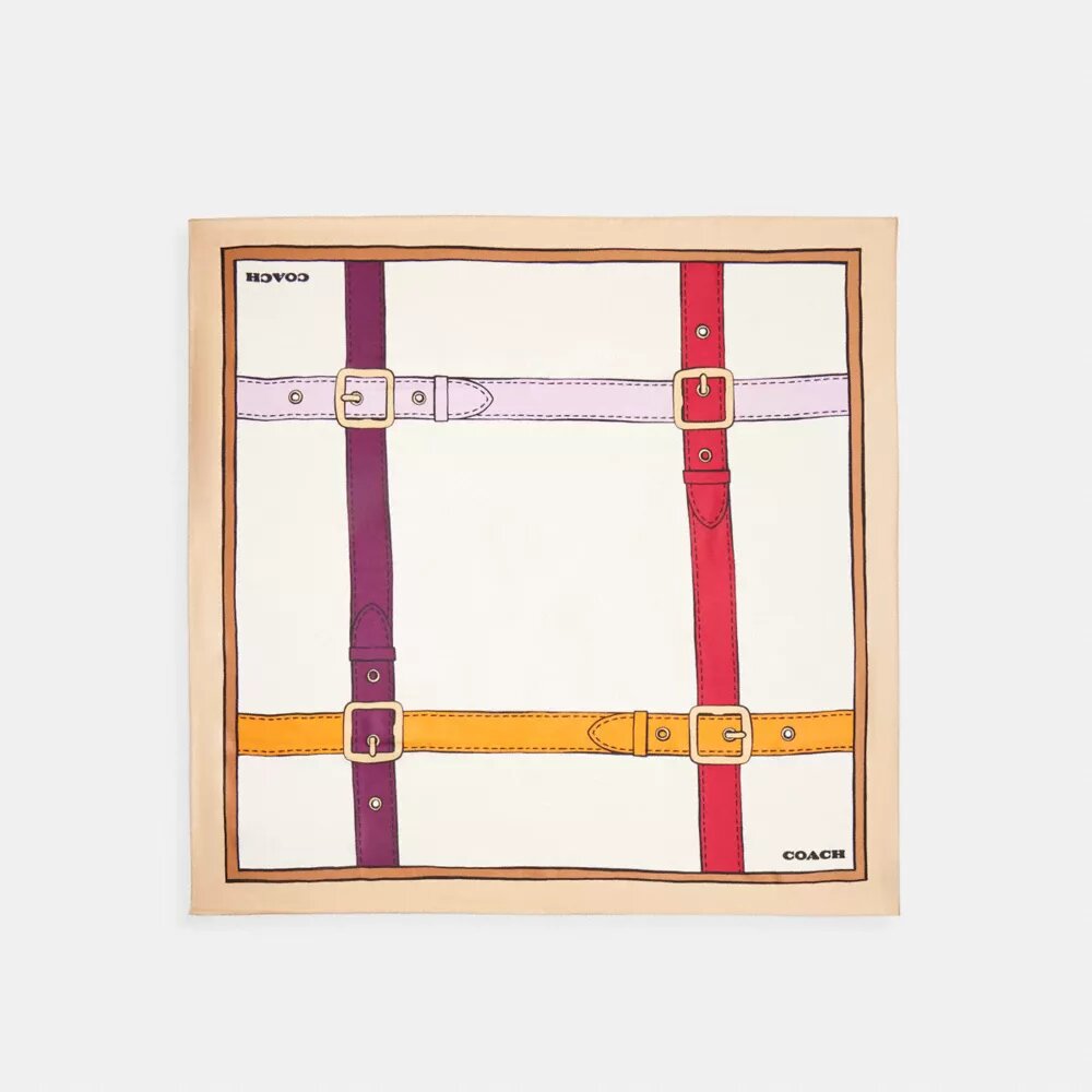 Pañuelo cuadrado de seda con estampado de cinturón «trompe l’oeil»