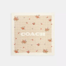 Pañuelo cuadrado de seda con estampado exclusivo de flores primaverales