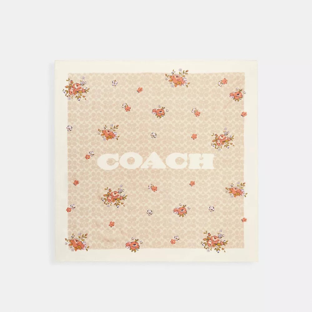 Pañuelo cuadrado de seda con estampado exclusivo de flores primaverales