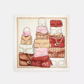 Pañuelo cuadrado de seda con estampado «Stacked Tabby Bags»