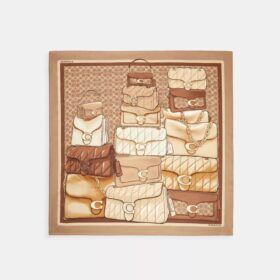 Pañuelo cuadrado de seda con estampado «Stacked Tabby Bags»