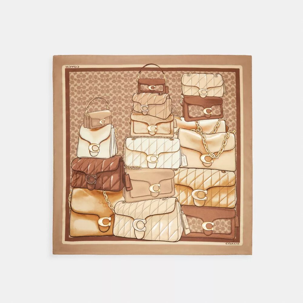 Pañuelo cuadrado de seda con estampado «Stacked Tabby Bags»