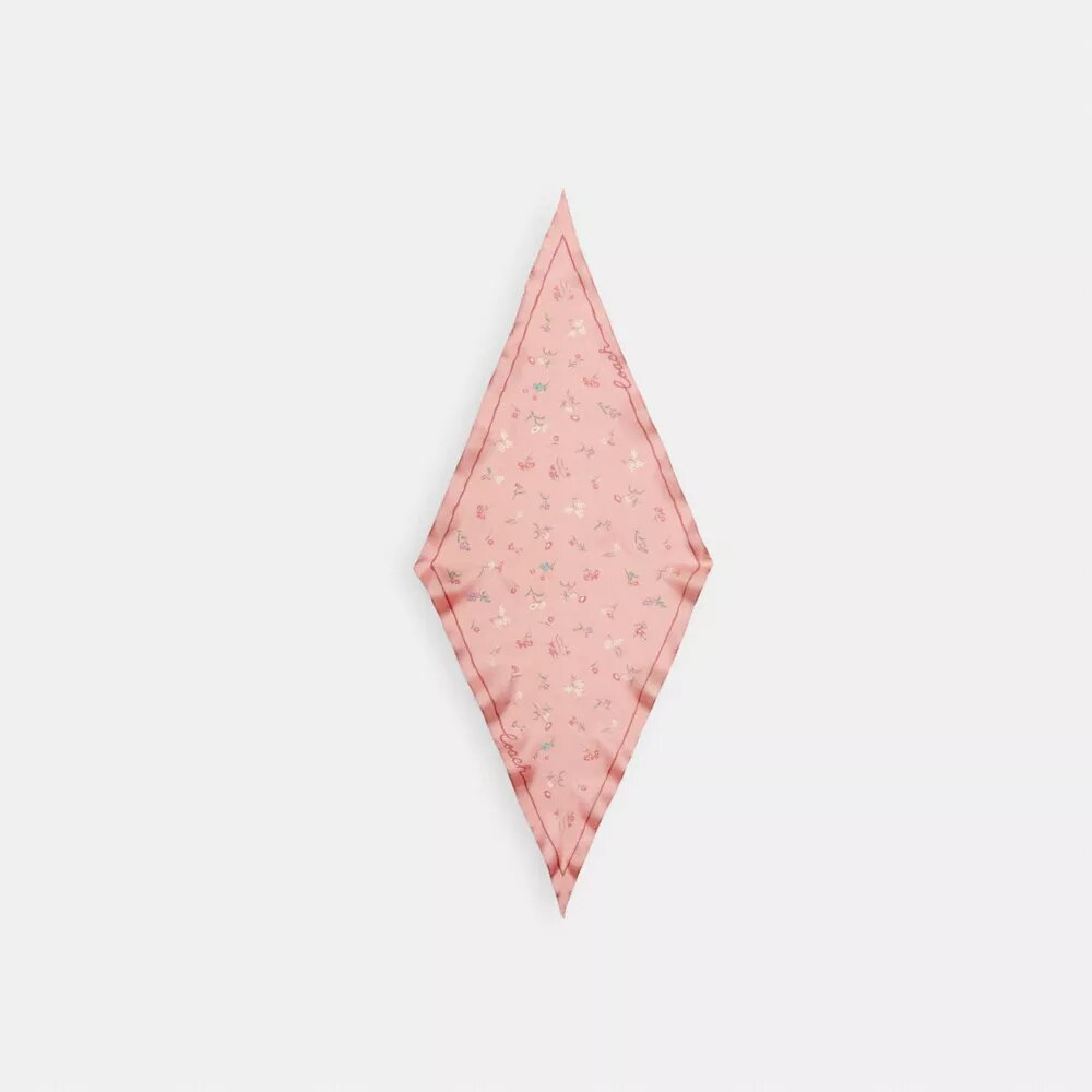 Pañuelo de seda con estampado floral y rombos