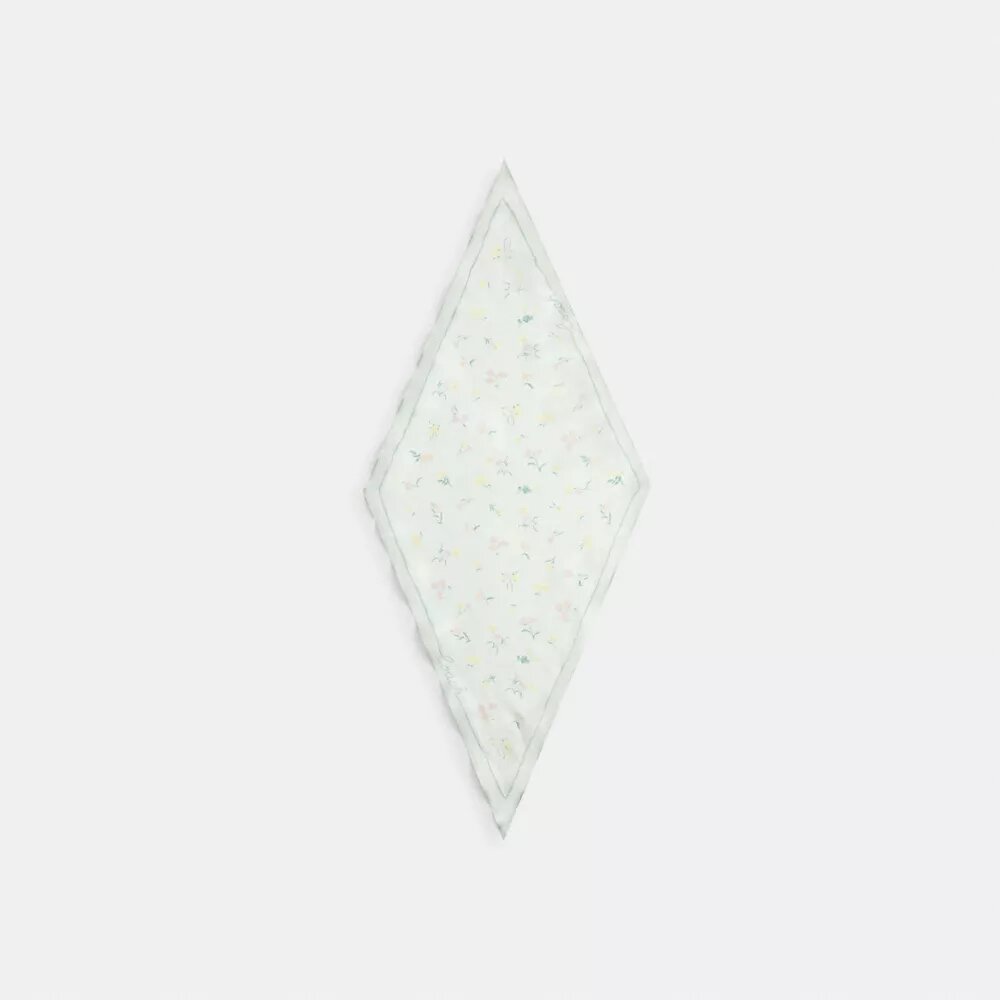 Pañuelo de seda con estampado floral y rombos