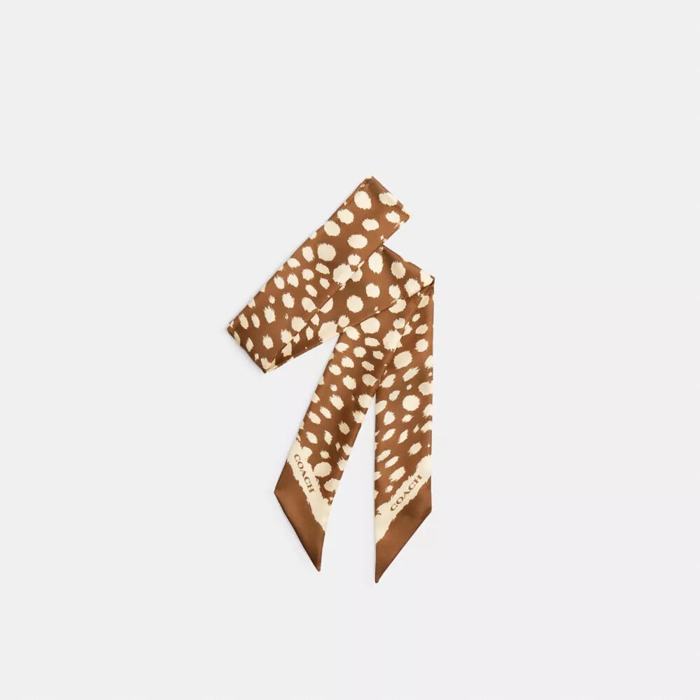 Pañuelo estrecho de seda con estampado de manchas salvajes