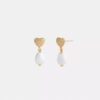 Pendientes colgantes con perla en forma de corazón