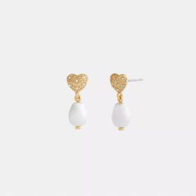 Pendientes colgantes con perla en forma de corazón