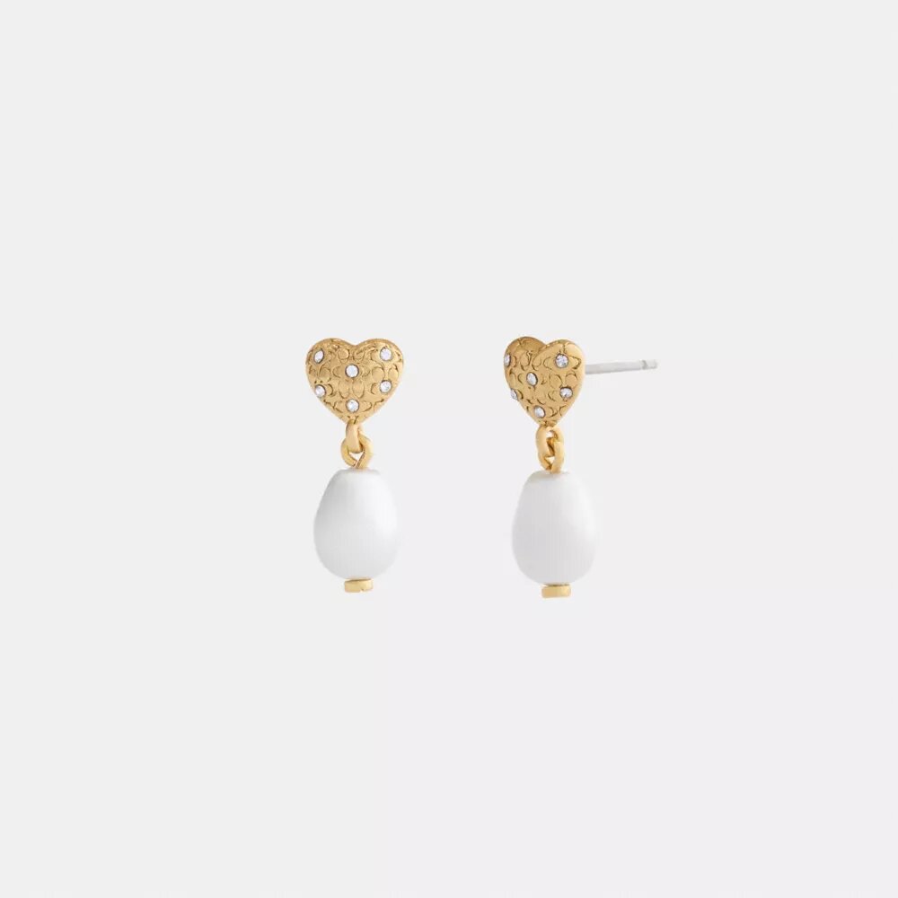 Pendientes colgantes con perla en forma de corazón