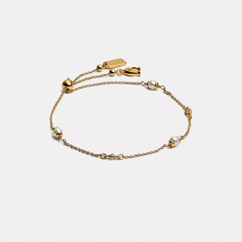 Pulsera deslizante con perlas en forma de C esculpidas