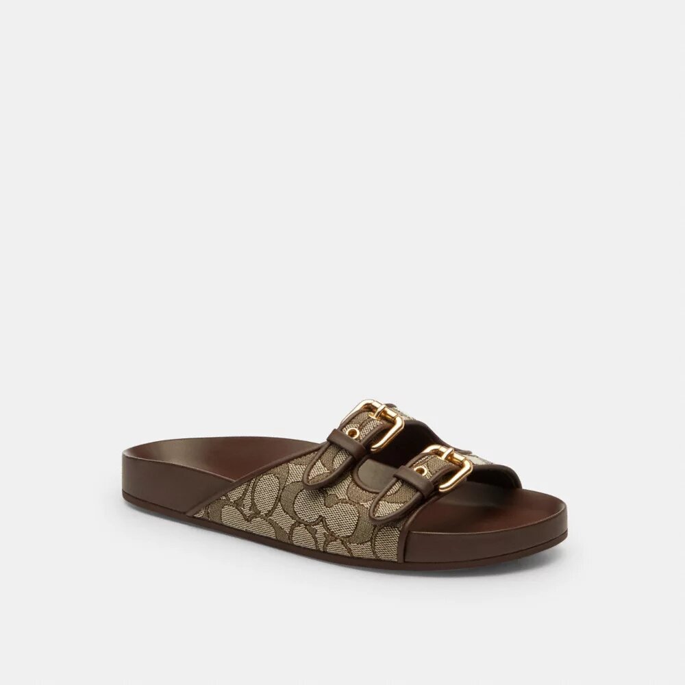 Sandalias con hebilla en jacquard exclusivo