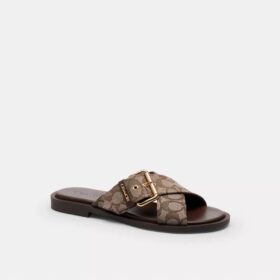 Sandalias con hebilla entrecruzada en jacquard exclusivo