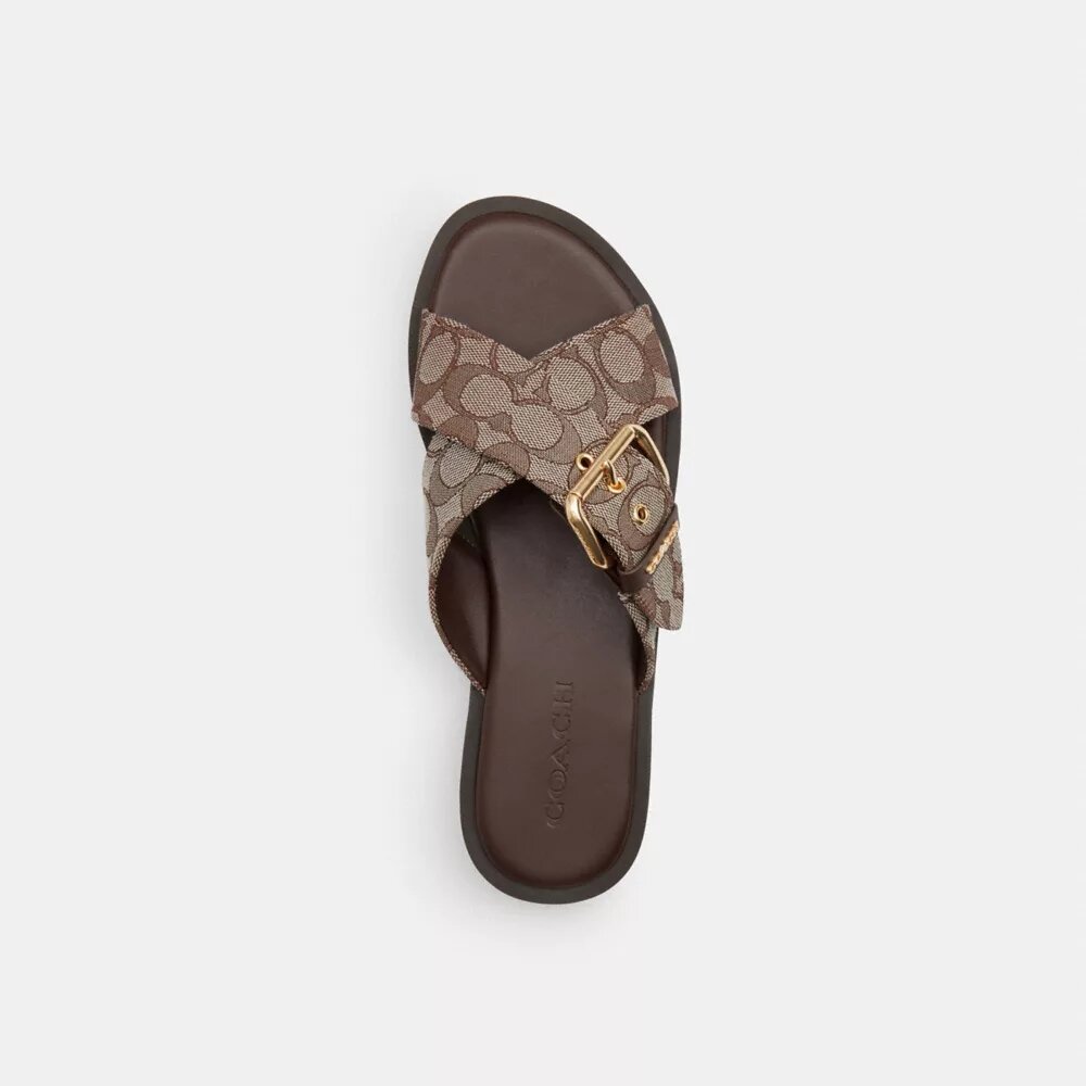 Sandalias con hebilla entrecruzada en jacquard exclusivo