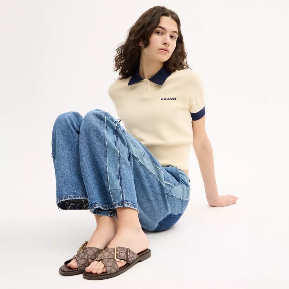 Sandalias con hebilla entrecruzada en jacquard exclusivo