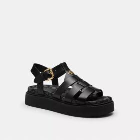 Sandalias de suela de tacos y jacquard exclusivo