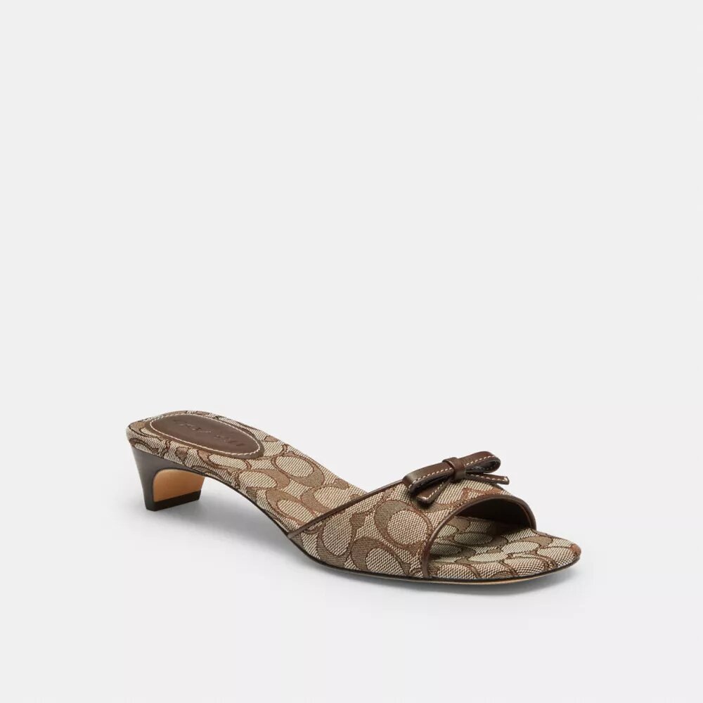 Sandalias de tacón bajo con lazo en jacquard exclusivo