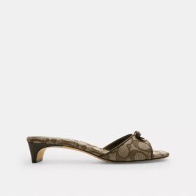 Sandalias de tacón bajo con lazo en jacquard exclusivo