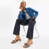 Sandalias de tacón bajo con lazo en jacquard exclusivo