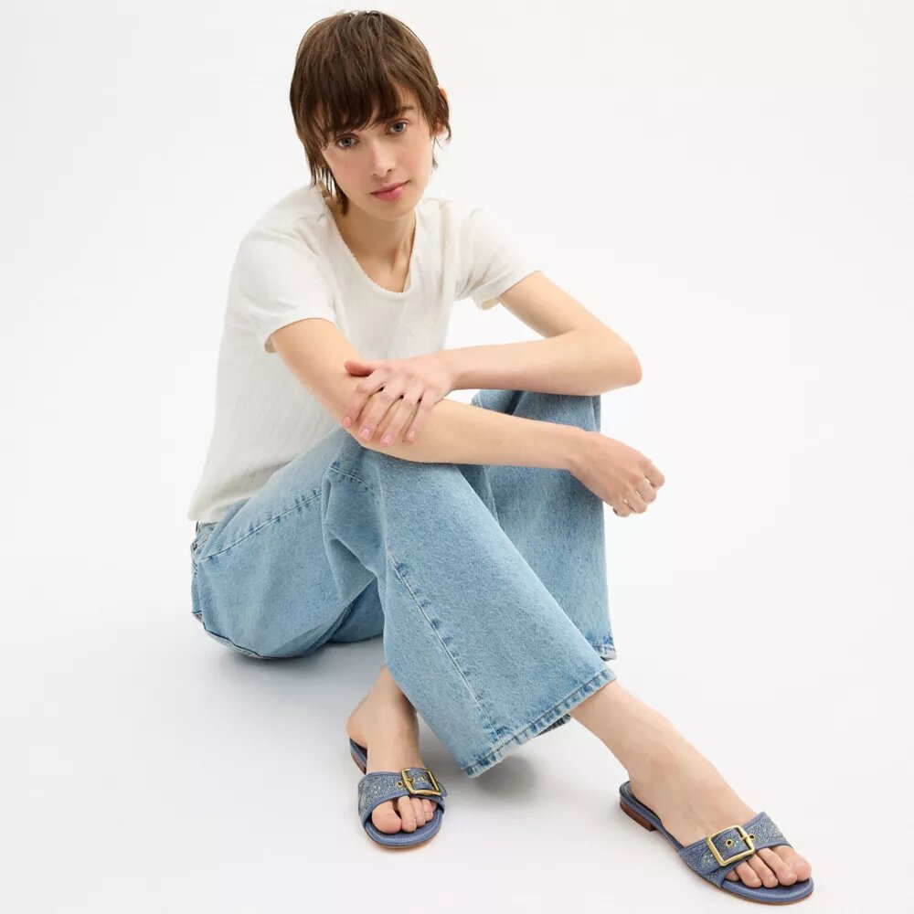 Sandalias Margot en denim con cristales