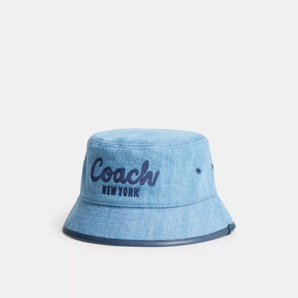 Sombrero de pescador de denim con el logotipo «Coach Script» bordado
