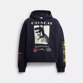 Sudadera con capucha holgada «Dinosaur Collage» de algodón orgánico