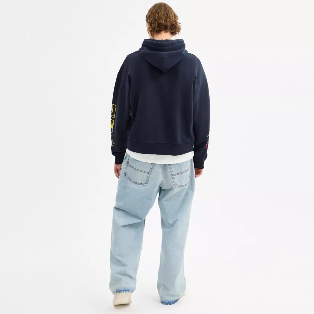 Sudadera con capucha holgada «Dinosaur Collage» de algodón orgánico